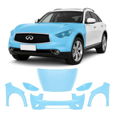 Антигравійна захисна бронеплівка за лекалами для Infiniti FX35/FX37/QX70 S51 facelift 2012-2017 - передня частина авто (капот бампер крила))