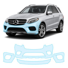 Антигравійна захисна бронеплівка за лекалами для Mercedes-Benz GLE W166 facelift 2015-2019 - передній бампер