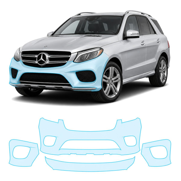 Антигравийная защитная бронепленка по лекалам для Mercedes-Benz GLE W166 facelift 2015-2019 - передний бампер