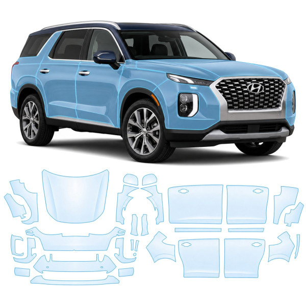 Антигравийная защитная бронепленка по лекалам для Hyundai Palisade I 2019-2022 - полный кузов
