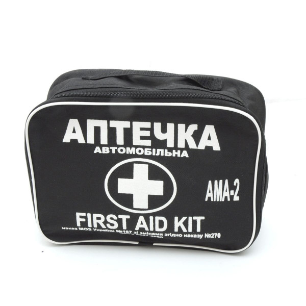 Аптечка автомобільна АМА-2 до 18 осіб bus / Сумка Чорна First AID Kit / тип Євро