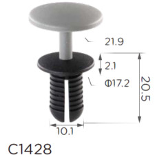 Клипса крипления Нажимная Распорная Mercedes Volkswagen Audi (8.2MM) Серая C1428
