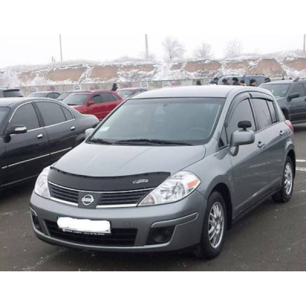 Дефлектор капота мухобойка Nissan Tiida 2004-2015 Євро Кріплення Vip Tuning (NS13)