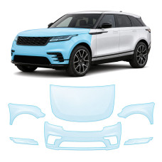 Антигравийная защитная бронепленка по лекалам для Land Rover Range Rover Velar L560 facelift 2020- передняя часть авто (капот бампер фары крылья)