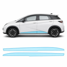 Антигравійна захисна бронеплівка за лекалами для BYD Dolphin I 2021-2024 - нижня зона кузова пороги