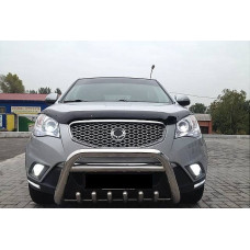 Дефлектор капота (мухобойка) Ssang Yong Korando 2010-2013, тёмный