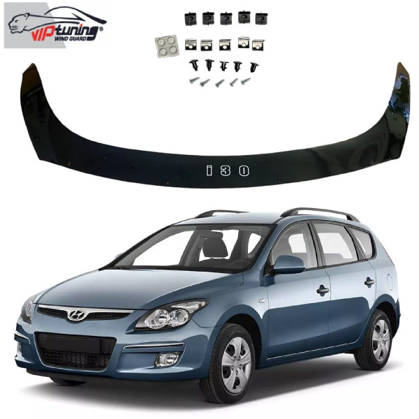 Дефлектор капоту мухобійка для Hyundai i30 2008-2012 Євро Кріплення (Vip Tuning) HYD01