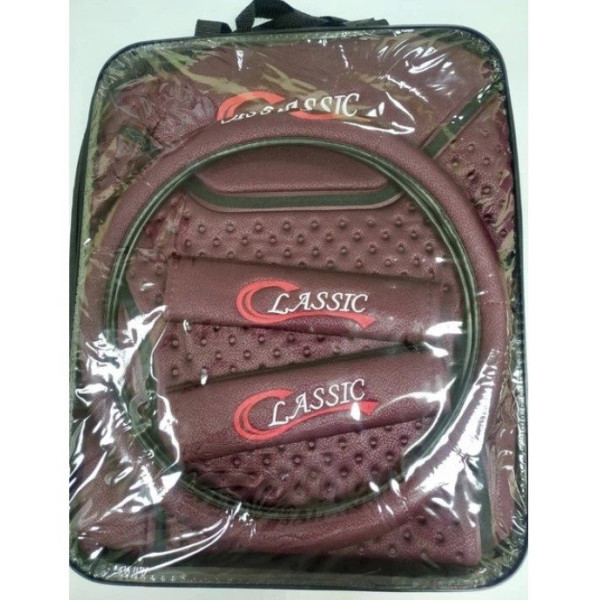 Чехлы универсальные Milex Classic (чехол руля +2 защитых чехла на ремни) Бордовые