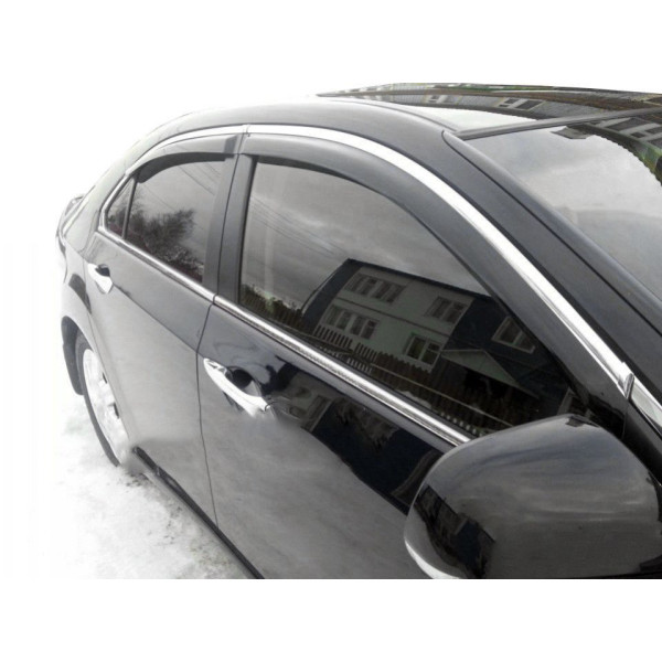 Дефлектори вікон вітровики Benke для Toyota Corolla 06-13 E140 / E150 Хром Молдинг Із Нержавіючої Сталі 3D
