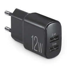 Сетевое зарядное устройство Brevia ePower 12W 2xUSB-A черный 45012DUB