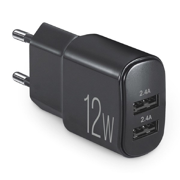 Сетевое зарядное устройство Brevia ePower 12W 2xUSB-A черный 45012DUB