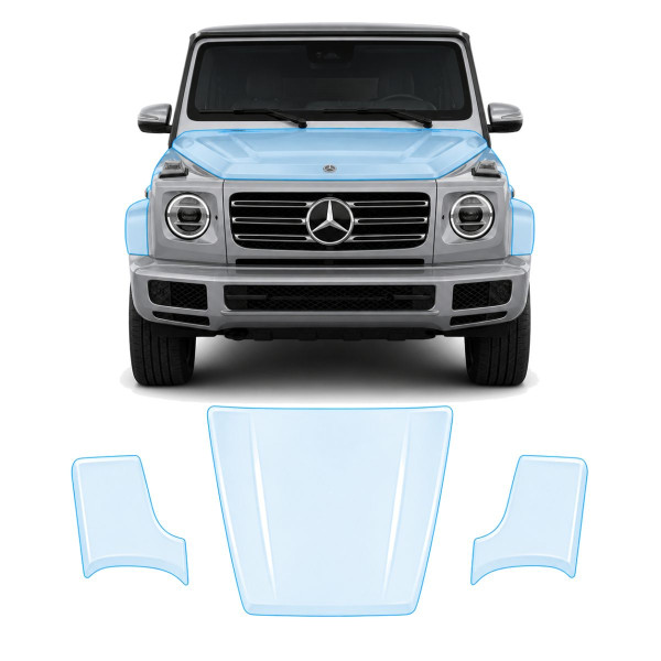 Антигравійна захисна бронеплівка за лекалами для Mercedes-Benz G-Class W463 2018- капот і передні крила