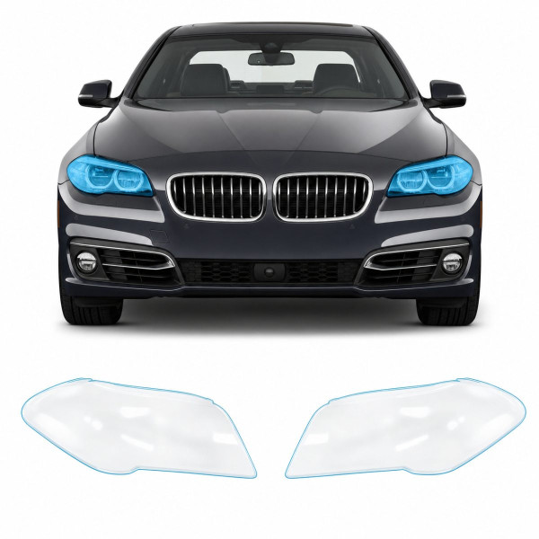 Антигравийная защитная бронепленка по лекалам для BMW 5 Series F10 facelift 2013-2017 - оптика (фары и ПТФ)