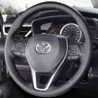 Чехол Оплетка Руля для Toyota Rav-4 / Corolla / Camry 2018-2021 Кожа (Модельная Выкройка)