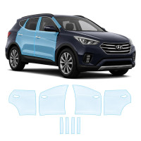 Антигравийная защитная бронепленка по лекалам для Hyundai Santa Fe DM facelift 2016-2018 - зоны дверей и стойки окон