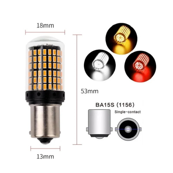 Автолампа світлодіодна LED 12/24V T25 Скло 700Lm Біле Світло 2 шт №1156 (BA15s)