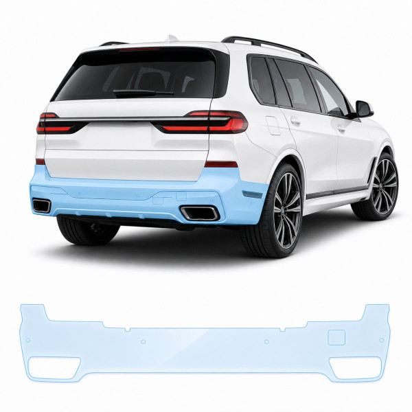 Антигравийная защитная бронепленка по лекалам для BMW X7 G07 facelift 2022- задний бампер