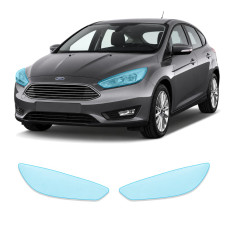 Антигравийная защитная бронепленка по лекалам для Ford Focus III facelift 2015-2018 - оптика (фары и ПТФ)