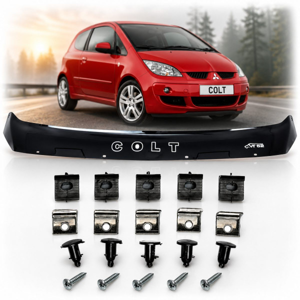 Дефлектор капота мухобойка Mitsubishi Colt 2004-2009 Евро Крепление (Vip Tuning) MSH27
