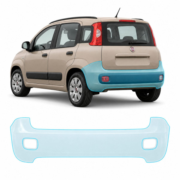 Антигравійна захисна бронеплівка за лекалами для Fiat Panda III 2011-2024 - задній бампер