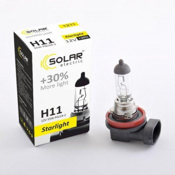 Автолампа галогенна Solar Starlight + 30% / H11 / 55W / 12V / 1 шт (1211)