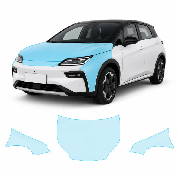 Антигравийная защитная бронепленка по лекалам для BYD Dolphin I facelift 2025- капот и передние крылья