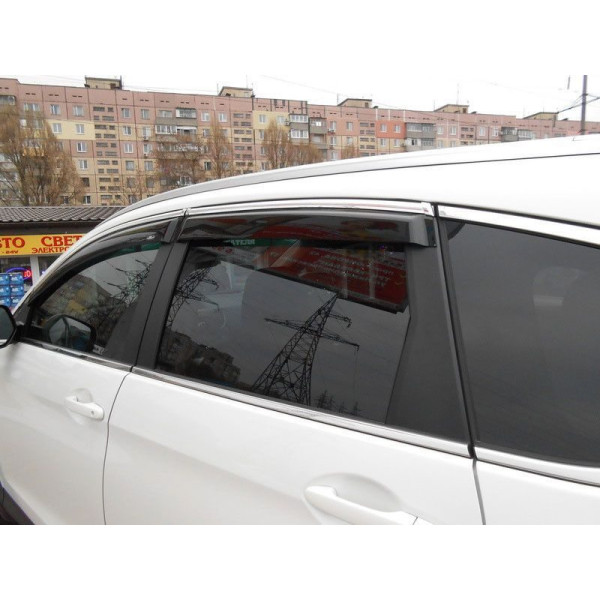 Дефлекторы окон ветровики Skoda Superb II 2008-2015 Sedan с хром молдингом