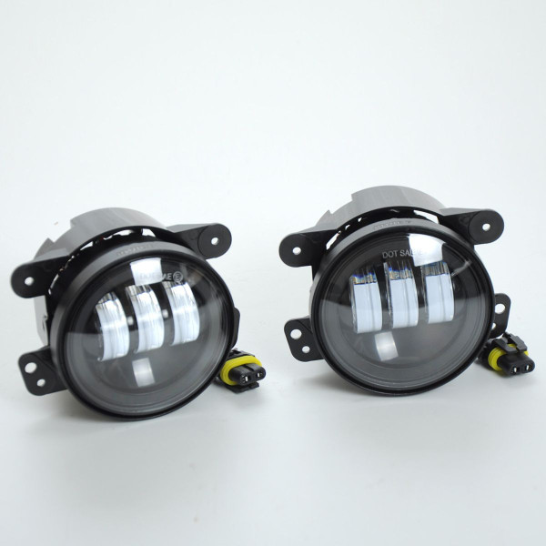 Противотуманные LED Фары круглые D89 мм / Линза без ДХО / 12V / евро разъем / регулировка / желтые / 2 шт