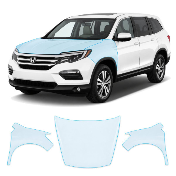 Антигравийная защитная бронепленка по лекалам для Honda Pilot III 2016-2018 - капот и передние крылья