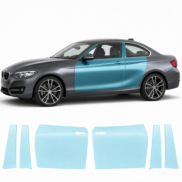 Антигравійна захисна бронеплівка за лекалами для BMW 2 Series F22 2014-2021 - зони дверей і стійки вікон