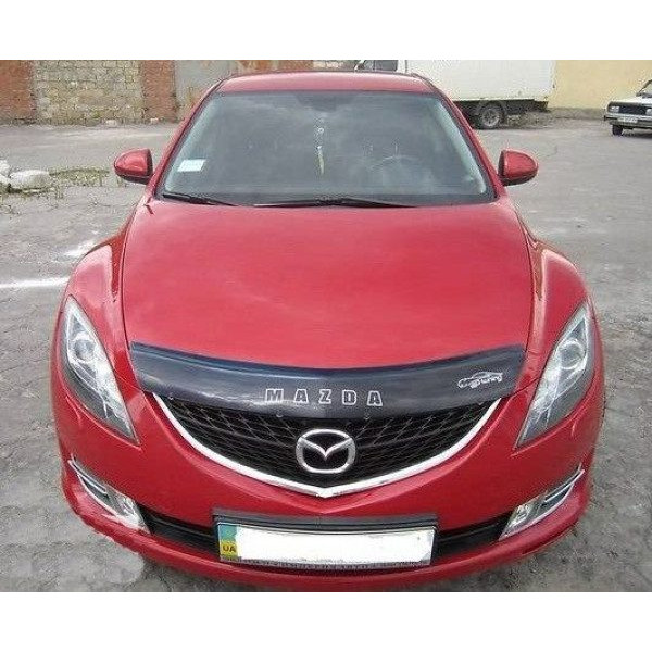 Дефлектор капоту мухобійка для Mazda 6 2008-2012 Євро Кріплення (Vip Tuning)