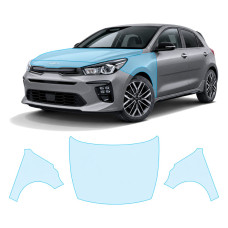 Антигравийная защитная бронепленка по лекалам для Kia Rio YB facelift 2020-2023 - капот и передние крылья