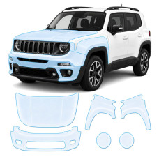 Антигравийная защитная бронепленка по лекалам для Jeep Renegade BU facelift 2019- передняя часть авто (капот бампер фары крылья)
