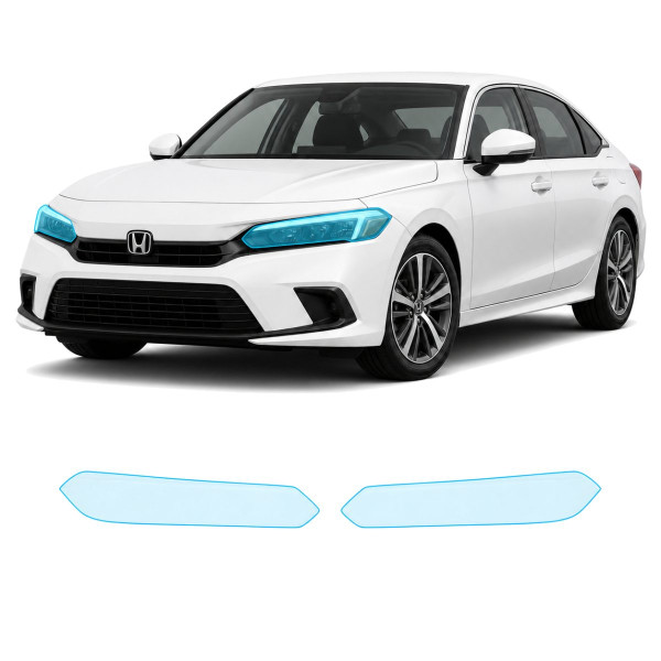 Антигравійна захисна бронеплівка за лекалами для Honda Civic XI 2021- оптика (фари та ПТФ)