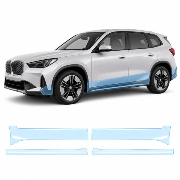 Антигравийная защитная бронепленка по лекалам для BMW iX1 U11 2022- нижняя зона кузова пороги