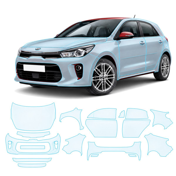 Антигравийная защитная бронепленка по лекалам для Kia Rio YB 2017-2019 - полный кузов