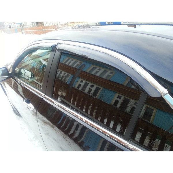 Дефлектори вікон вітровики для Mazda 6 2012- 4дв Sedan Хром молдинг