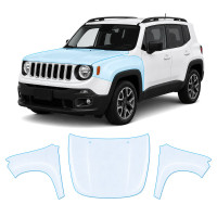Антигравийная защитная бронепленка по лекалам для Jeep Renegade BU 2015-2018 - капот и передние крылья
