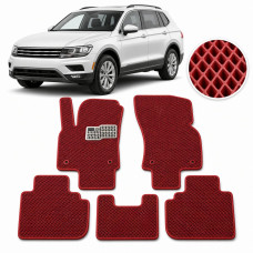 Килимки в салон EVA для Volkswagen Tiguan II USA Allspace 2015- з підп'ятником Червоні 5 шт
