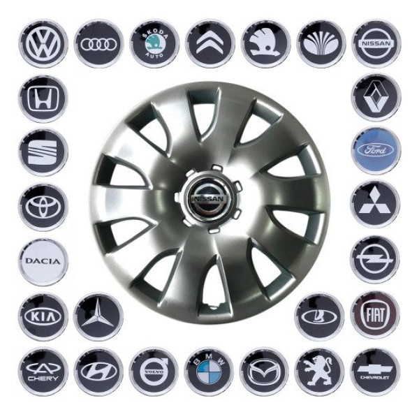 Ковпак колеса з емблемою Renault Opel Nissan SKS425 R16 сірий з логотипом на вибір 4 шт