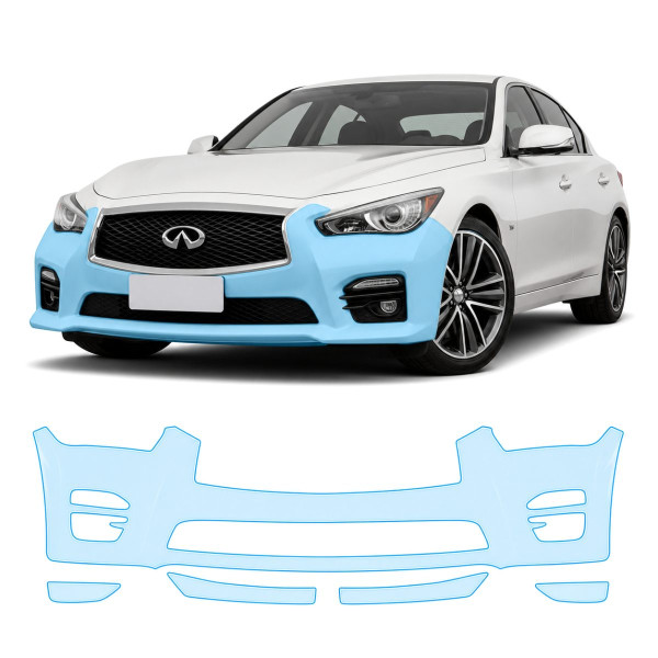 Антигравійна захисна бронеплівка за лекалами для Infiniti Q50 V37 2013-2017 - передній бампер
