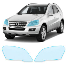 Антигравийная защитная бронепленка по лекалам для Mercedes-Benz M-Class W164 facelift 2008-2011 - оптика (фары и ПТФ)