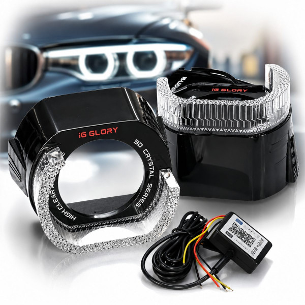 LED Маска Ангельские глазки 3" D76 мм 12V 6000K Стиль BMW Белый Свет 2 шт (R7-L)