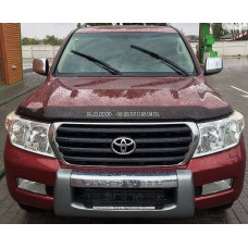 Дефлектор капота мухобойка для Toyota Land Cruiser 200 2007- Темный Logo