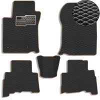 Килимки в салон EVA для Toyota Prado 150 2010-2021 (Металевий підп'ятник) Чорні-Коричневий кант 5 шт