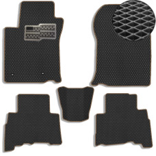 Коврики в салон EVA для Toyota Prado 150 2010-2021 (Металлический подпятник) Черные-Коричневый кант 5 шт