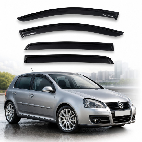 Дефлекторы окон ветровики Volkswagen Golf 5 Хэтчбек 2003-2009 Скотч 3M Voron Glass