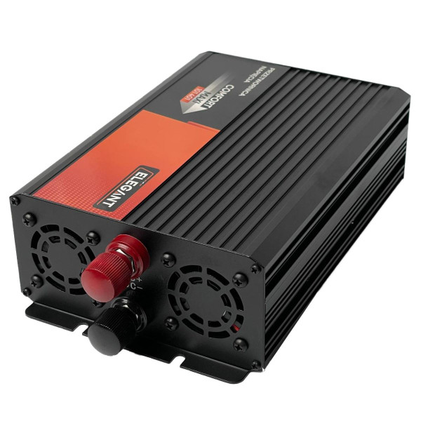 Перетворювач напруги Elegant 12V - 220V 1000W-2000W З Розетками 1 USB Клеми (EL 101 401)