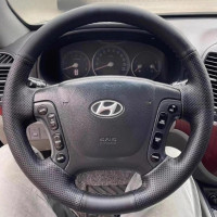 Чехол Оплетка Руля для Hyundai Santa Fe 2006-2012 Кожа (Модельная Выкройка) №25