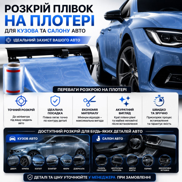 Пленка антигравийная прозрачная глянцевая на основе 190 мкм 1 м x 1.52 м Трехслойная TPU-W75